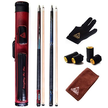 CUESOUL Set of House Bar Pool Cue Sticks Combo 2 Cue Sticks Packed in 2x2 Hard Pool Cue Case E102