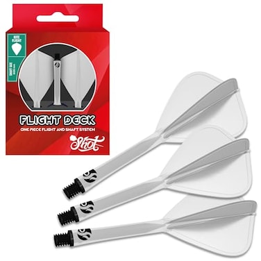 Shot! Shot Darts Flight Deck One Piece Dart Flight and Shaft System Reduced Deflections Kite Shaped Flight 350 Micron Available in Set of 3 Clear Inbetween