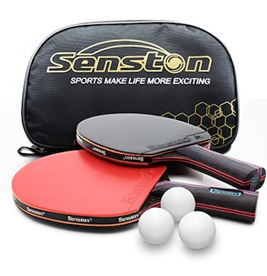 Senston Professional Table Tennis Paddles with Ping Pong Balls Advance Intermediate Ping Pong Paddles Set of 2 Table Tennis Racket with Balls and Carry Case
