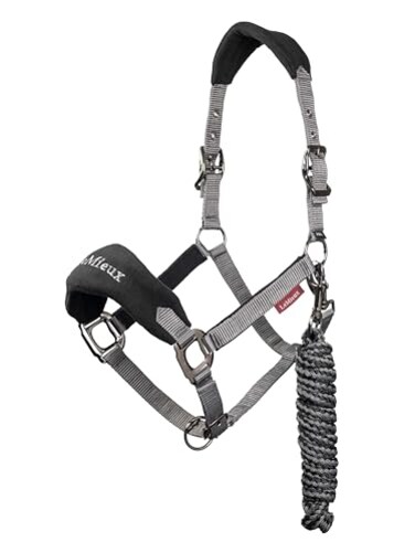 LeMieux Vogue Fleece Headcollar Halter Leadrope Black Cob