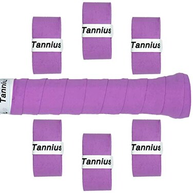 Tannius Tennis Racket Grip Tape 9 Pack Dry Feel Tennis Grips Absorbent and Enhanced Tennis Overgrip 6Pack Purple