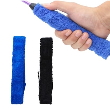 Gloperti Towel Grip Badminton Racket Grips Cotton Anti Slip Absorbent Sweatband Tape with Adhesive Backing for BadmintonPickleballPaddle Racket Assorted Colours 2 One Black One Blue