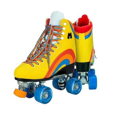 Moxi Rainbow Rider Roller Skates for Women Beautiful Durable Supportive Rainbow Skates with Padded Lining a Sturdy Plate and Soft Outdoor Wheels Sunshine Yellow Size 7