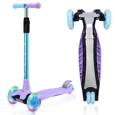 WV WONDER 3 Wheel Scooter for Kids Ages 612Kids Scooter with Light Up Wheels Sturdy Deck Design and 4 Height Adjustable Suitable for Kid Ages 312