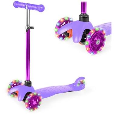 Best Choice Products Kids Scooter with LED LightUp Wheels 3Wheel LeantoSteer Toddler Scooter Ages 3 Adjustable Height Handlebar Stable NonSlip Deck Easy Assembly Purple