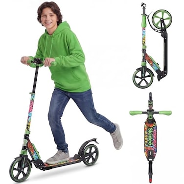 SKIDEE Skidee Kick Scooter for Kids Ages 6 Adjustable Handlebar Up to 41 High Large Wheels AntiShock Suspension Foldable Lightweight Scooters for Kids Teens Adults Max Load 220 Lbs