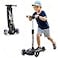 GLAMUP 3Wheel Scooter for Boys Girls Ages 314 Folding Kick Scooter LeantoSteer Adjustable Handlebar Safety Lock LED LightUp Wheels Kids Scooter Black