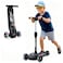 GLAMUP 3Wheel Scooter for Boys Girls Ages 314 Folding Kick Scooter LeantoSteer Adjustable Handlebar Safety Lock LED LightUp Wheels Kids Scooter Black