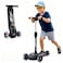 GLAMUP 3Wheel Scooter for Boys Girls Ages 314 Folding Kick Scooter LeantoSteer Adjustable Handlebar Safety Lock LED LightUp Wheels Kids Scooter Black
