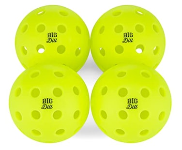 Big Dill Relish Pickleball Balls Pack of 4 with Carry Bag Outdoor Ball with 40 Holes WindResistant Consistent Bounce Durability