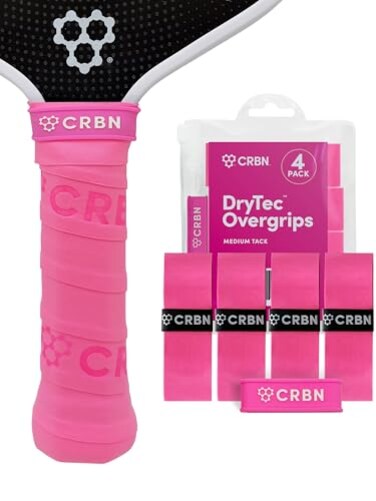 CRBN Pickleball Drytec Overgrips Pickleball Paddle Grip Tape Absorbs Shock Moisture 4Pack Pink