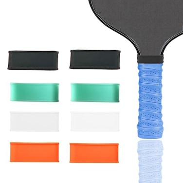 LOOEEL 8 PCS Pickleball Paddle Grip BandsHandle Rubber Silicone Rings for Pickleball Racket Squash Racket Badminton Racket Grip Strap 4 Colors