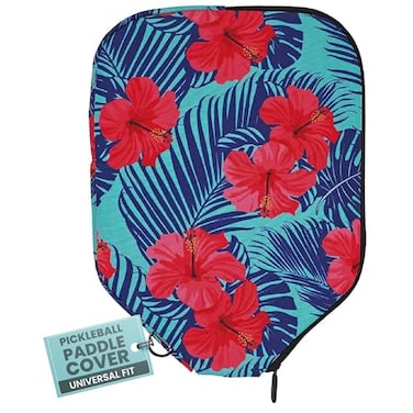 Palms-O-Aces PalmsOAces Pickleball Paddle Cover Canvas Padded Pickleball Paddles Sleeve with Zipper Lightweight Protective Paddle Case for Standard Paddles Paddle Cover Accessory Pink Hibiscus