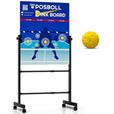 Posboll Pickleball Practice BoardDink Rebounder with Stand Pickleball Wall for Practice Dink Board for Pickle Ball Training Adjustable Pickle Ball Practice Rebounder Pad Portable Dink Guru