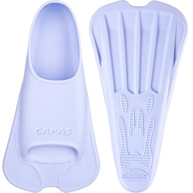 CAPAS Swim Training Fins Comfortable Silicone Lap Swimming Short Blade Floating Flippers with Mesh Bag for Adult Men Women Build Leg Strength