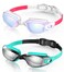Aegend Swim Goggles 2 Pack Swimming Goggles No Leaking Adult Men Women Youth Raspberryred White Lightblue Silver