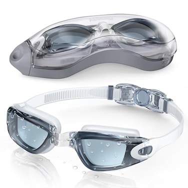 Aegend Swim Goggles Swimming Goggles No Leaking Full Protection Adult Men Women Youth Lightwhite Gray