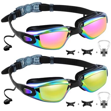 Vvinca Swimming Goggles for Kids 315 years2 Pack Kids Goggles AntiFogUV No Leaking Swim Goggles for Kids