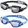 Aegend Swim Goggles 2 Pack Flexible Detachable Mirrored Swimming Goggles No Leaking Adult Men Women Youth Black Light Blue
