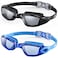 Aegend Swim Goggles 2 Pack Flexible Detachable Mirrored Swimming Goggles No Leaking Adult Men Women Youth Black Light Blue
