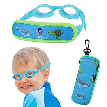 RUIGAO Kids Swim Goggles Age 26 Toddler Goggles No Hair PullUV ProtectionAnti FogPadded HeadBand