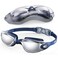 Aegend Swim Goggles Swimming Goggles No Leaking Full Protection Adult Men Women Youth Bright Sliver With Blue Strap