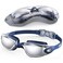 Aegend Swim Goggles Swimming Goggles No Leaking Full Protection Adult Men Women Youth Bright Sliver With Blue Strap
