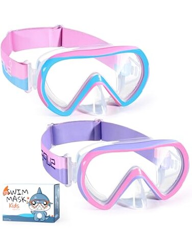 Supertrip Kids Swim Goggles with Nose Cover for Ages 614 Tempered Glass Fabric Strap Swimming Snorkel Mask for Pool Beach