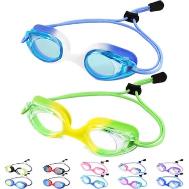 Vvinca Kids Swim Goggles with Bungee Strap No Leaking Anti Fog Toddler Goggles with Quick Adjust Ages 314