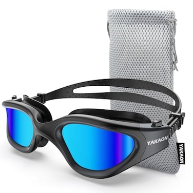 YAKAON Adult Swimming Goggles UV Protection AntiGlare Antifog AntiLeak Silicone Strap ClearPolarized Lenses