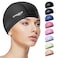 CoolMate COOLMATE Fabric Swim Cap for Adult Women Silicone Water Resistant Layer Cloth Swim Cap Gifts for Swimmers Lightweight and Comfortable for Pool Lap Swimming Black M