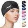 CoolMate COOLMATE Fabric Swim Cap for Adult Women Silicone Water Resistant Layer Cloth Swim Cap Gifts for Swimmers Lightweight and Comfortable for Pool Lap Swimming Black M