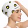 Marsolly Silicone Swim Cap for Women Waterproof Long Hair Swimming Caps with Flower Printed