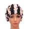 Medifier Lace Vintage Swim Cap Floral Petal Retro Style Bathing Caps for Women Rose Pink and Black