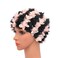 Medifier Lace Vintage Swim Cap Floral Petal Retro Style Bathing Caps for Women Rose Pink and Black