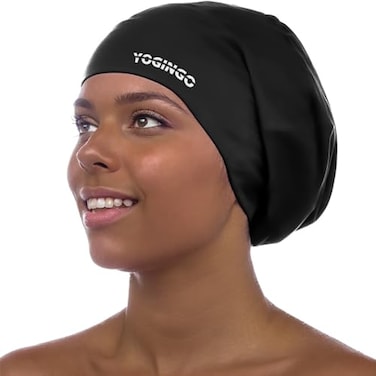 YOGINGO Extra Large Swim Cap Swim Cap for Long Hair Dreadlocks Weaves Hair Extensions Braids Curls Afros Silicone Swimming Cap for Women Men Keep Hair Dry XL