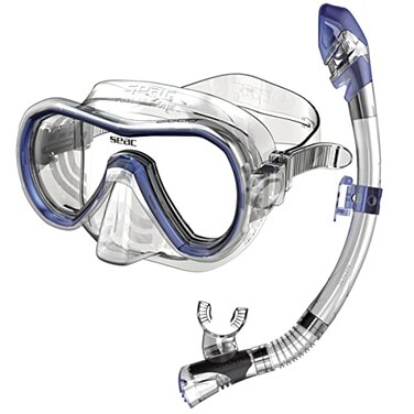 SEAC Set Giglio Dry Valve Snorkeling Set with Underwater Mask and Snorkel Blue Standard