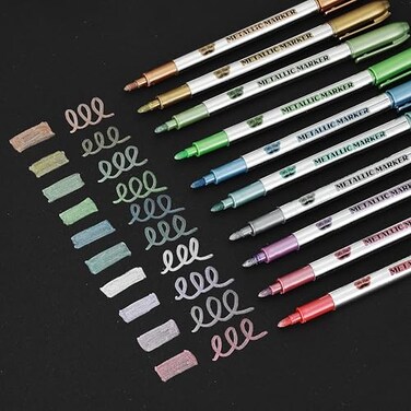 Mr. Pen Mr Pen Metallic Paint Markers 10 Colors Metallic Markers for Black Paper Pens to Write on Black Paper