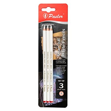 Pasler white charcoal pencils set 3 pcs Sketch Highlight white pencils for drawing sketching shading blending