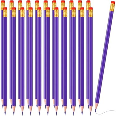 Zhanmai 24 Pieces Purple Pencils with Eraser Pre Sharpened Wooden Erasable HB Checking Pencils with Erasable Tops for Writing Drawing Checking Coloring Tests Grading Map Coloring Editing Office Favors