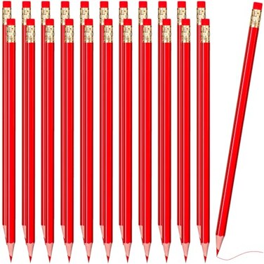 Zhanmai 24 Pieces Red Pencils with Eraser Pre Sharpened Wooden Erasable Checking HB Pencils with Erasable Tops for Writing Drawing Checking Coloring Tests Grading Map Coloring Editing Office Favors