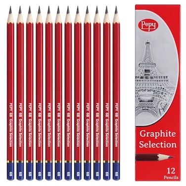 Pepy Graphite Professional Drawing Pencils Set of 12 6B PreSharpened Black Lead Pencils Perfect for Drawing Sketching and Shading Graphic and Fine Art