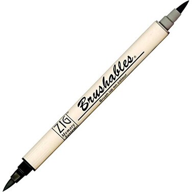 Kuretake ZIG Memory System Dual Brush Tip Marker Brushables No10 Pure Black MS7700010