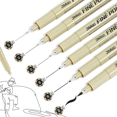 Qionew Micro Fineliner Pens 6 Pack Black Fineliners Multiliner Pen Fine Line Waterproof Ink Set Study Supplies artist illustrations sketches Bible diaries Black Art Pens