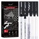 Brusarth White Pens Set 5 Pack 1mm White Gel Pens DualTip Acrylic Paint Pen Brush Tip Acrylic Markers for Black Paper Drawing Sketching Illustration Card Making Bullet Journaling