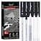Brusarth White Pens Set 5 Pack 1mm White Gel Pens DualTip Acrylic Paint Pen Brush Tip Acrylic Markers for Black Paper Drawing Sketching Illustration Card Making Bullet Journaling