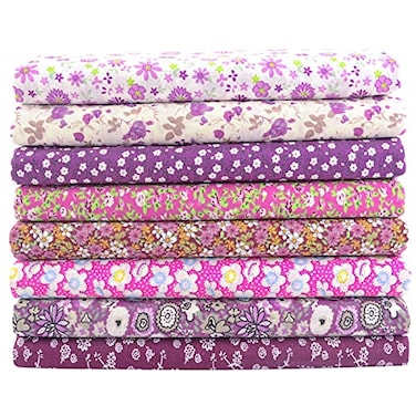TERMINAL 100 Cotton Fabric Bundle Floral PreCut Squares 20x20 for Sewing DIY Patchwork Quilting Purple