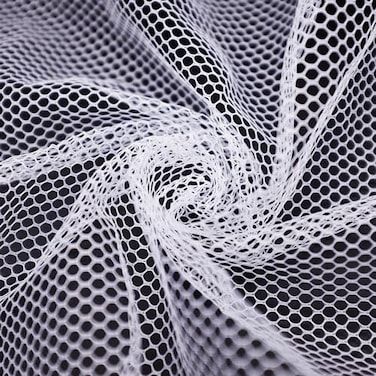 VoizVony 62 X 59 Inch White Mesh Fabric Slightly Stretchy for Sewing Projects Shopping Bag Backpack Pocket and Straps and Netting Clothes