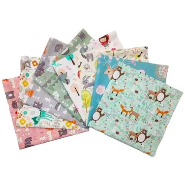 ZGXY 8 pcslot Fat Quarter Fabric Bundles 100 Cotton 1969 x 1969 50 x 50cm Quilting Cotton Craft Fabric PreCut Squares Sheets for Patchwork Sewing Quilting Crafting Forest Pattern