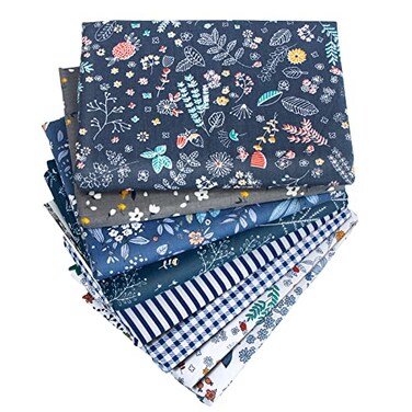 Aubliss 8pcs Fat Quarter Fabric Bundles 20 x 20 Cotton Craft Fabric PreCut Squares Sheets for Patchwork Sewing Quilting CraftingCheckedStripedFloral